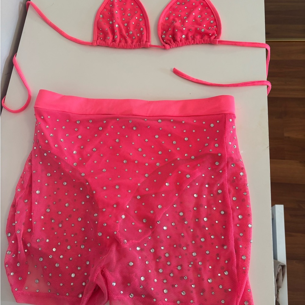 Pink Rhinestone Mesh Set